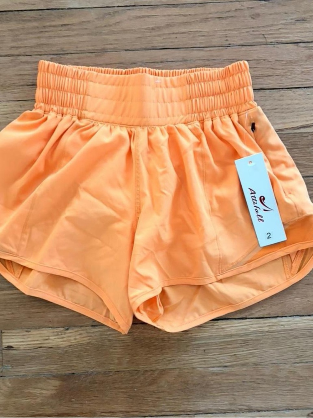 Women's High-Waist Active Shorts in Peach Orange